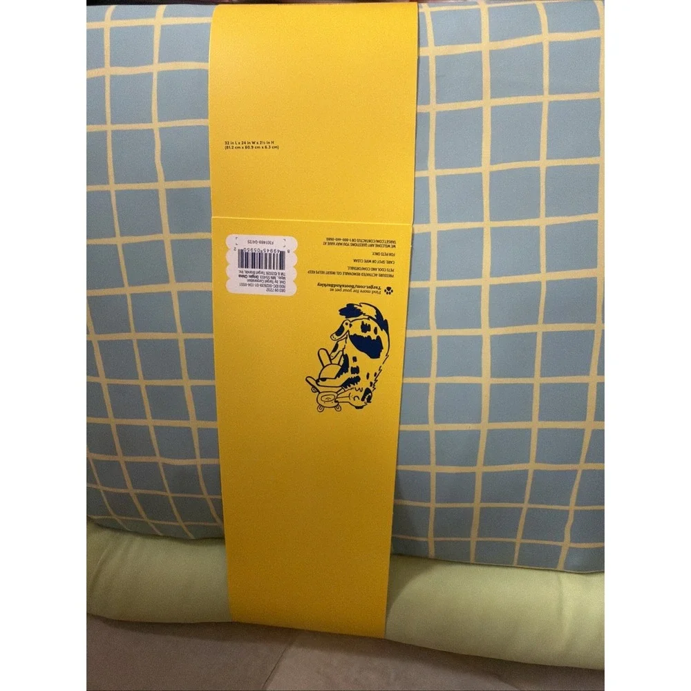 Boots and Barkley Cooling Dog Bolster Bed Green Blue Grid S/M Mat